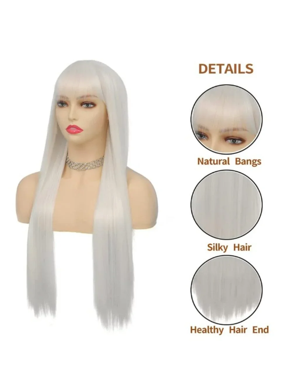 Women's White Long Curly Wig With Wavy Synthetic Cosplay Halloween Wig